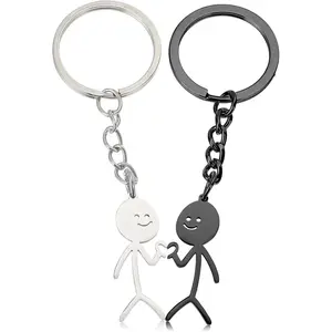 2 count Matching Couple Keyring,Funny  for Women,Couple Keychains,Stickman Love Matching Keychains for Bestie,Friendship Gifts for ,Long Distance Friendship Gifts for Him Her