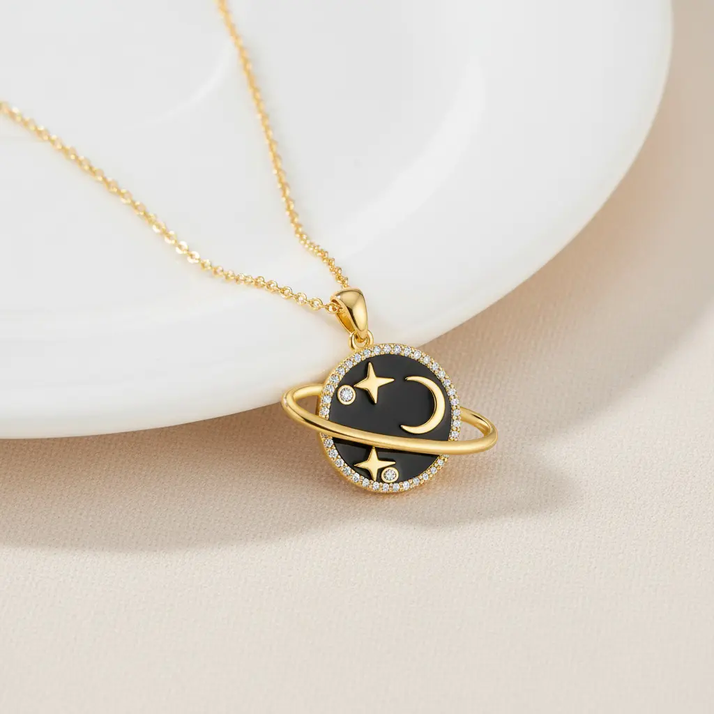 Elegant Gold-Plated Circle Pendant Necklace, Light Luxury Clavicle Chain for Women Girls with Sparkling Cubic Zirconia, Minimalist Birthday Gift, Holiday Gift, Circle Chain Necklaces, Crystal Circle Pendant Necklaces