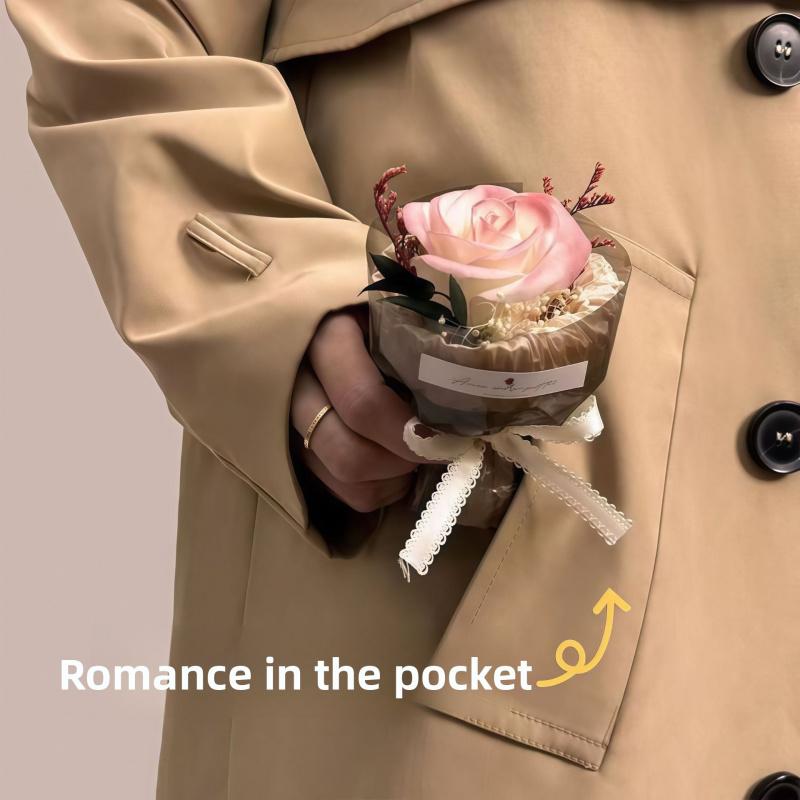 Mini Preserved Rose Bouquet in Gift Box, Eternal Single Rose Flower Arrangement, Romantic Valentine's Day Gift for Her, Mother's Day & Anniversary Home Decor