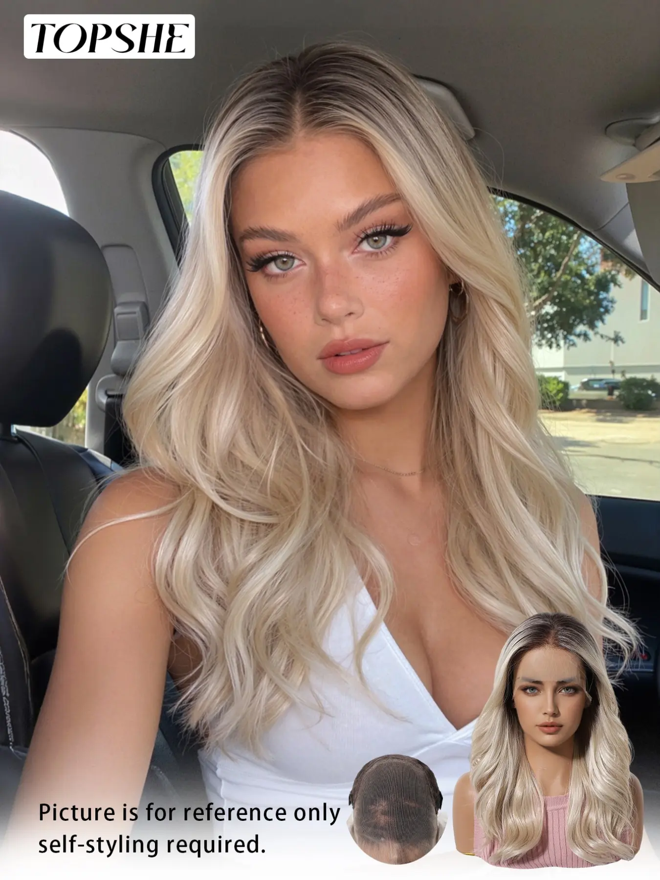 Topshe Holy Grail 13x6 Transparent Lace Front Wig, Root Melt Ash Platinum Blonde Loose Wave Curly Wig, Breathable Soft Inner Net, Beginner & Budget Friendly, Natural No Filter Look, Wedding Vacation Photo Ready Hair Wig, Lace Frontal Wig