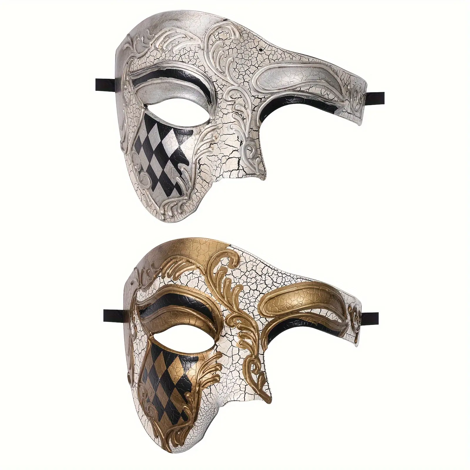 Vintage Italian Venetian Half Face Mask, Men'S Masquerade Mask, Halloween Mardi Gras Mask, Holiday Party Decoration