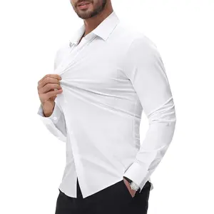 European & American Bestseller: Men's Seamless, 4-Way Stretch Shirt - Summer Silky-Smooth, Wrinkle-Free, Muscle-Fit Stretch Shirt. Versatile & Comfortable Business-Casual Men's Formal Top.