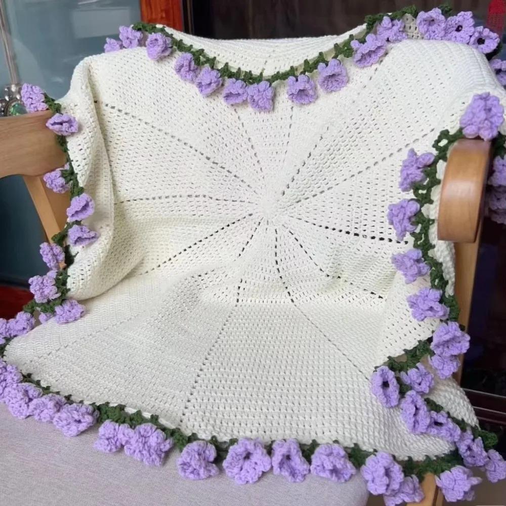 New 60cm Flower Bouquet Blanket Finished Product Crocheted Sunflower Blanket Baby Quilt Swaddle Cover Gifts Nap Blanket