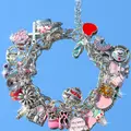 Cherry Bear Charm Bracelet, Vintage Heart DIY Bracelet, Cherry Cross Heart Bracelet, Angel Heart Cross Bracelet, Unique Jewelry Gift