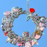 Cherry Bear Charm Bracelet, Vintage Heart DIY Bracelet, Cherry Cross Heart Bracelet, Angel Heart Cross Bracelet, Unique Jewelry Gift