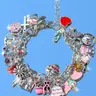 Cherry Bear Charm Bracelet, Vintage Heart DIY Bracelet, Cherry Cross Heart Bracelet, Angel Heart Cross Bracelet, Unique Jewelry Gift