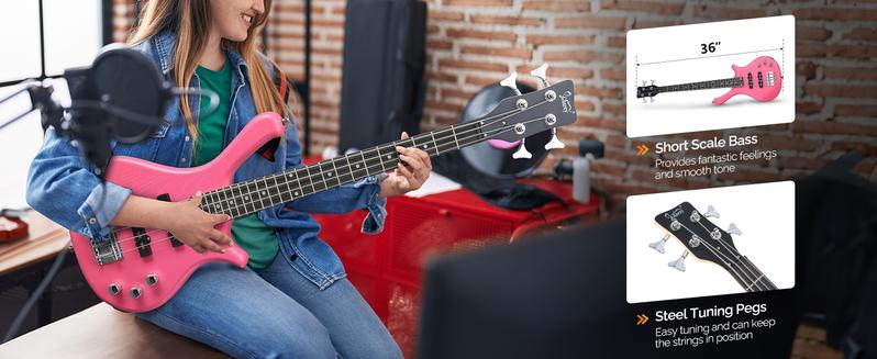 GLARRY 4 String Electric Bass Guitar, 36-inch Bass Guitar Beginner Kit with Cable, Strap and Bag for All Skill Level, Adults,Travel GLARRY 4 String Electric Bass Guitar, 36-inch Bass Guitar Beginner Kit with Cable, Strap and Bag for All Skill Level, Adults,Travel