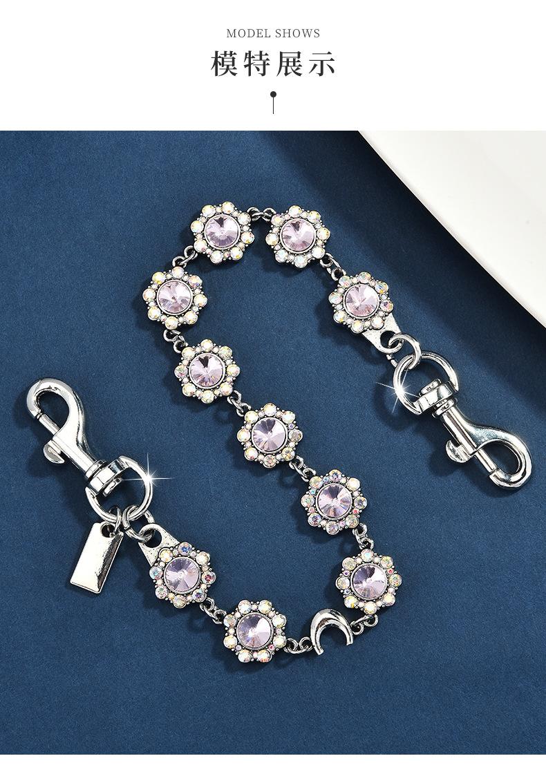 Retro and fashionable oval carved rhinestone bag chain, metal crossbody bag chain for women, bag chain