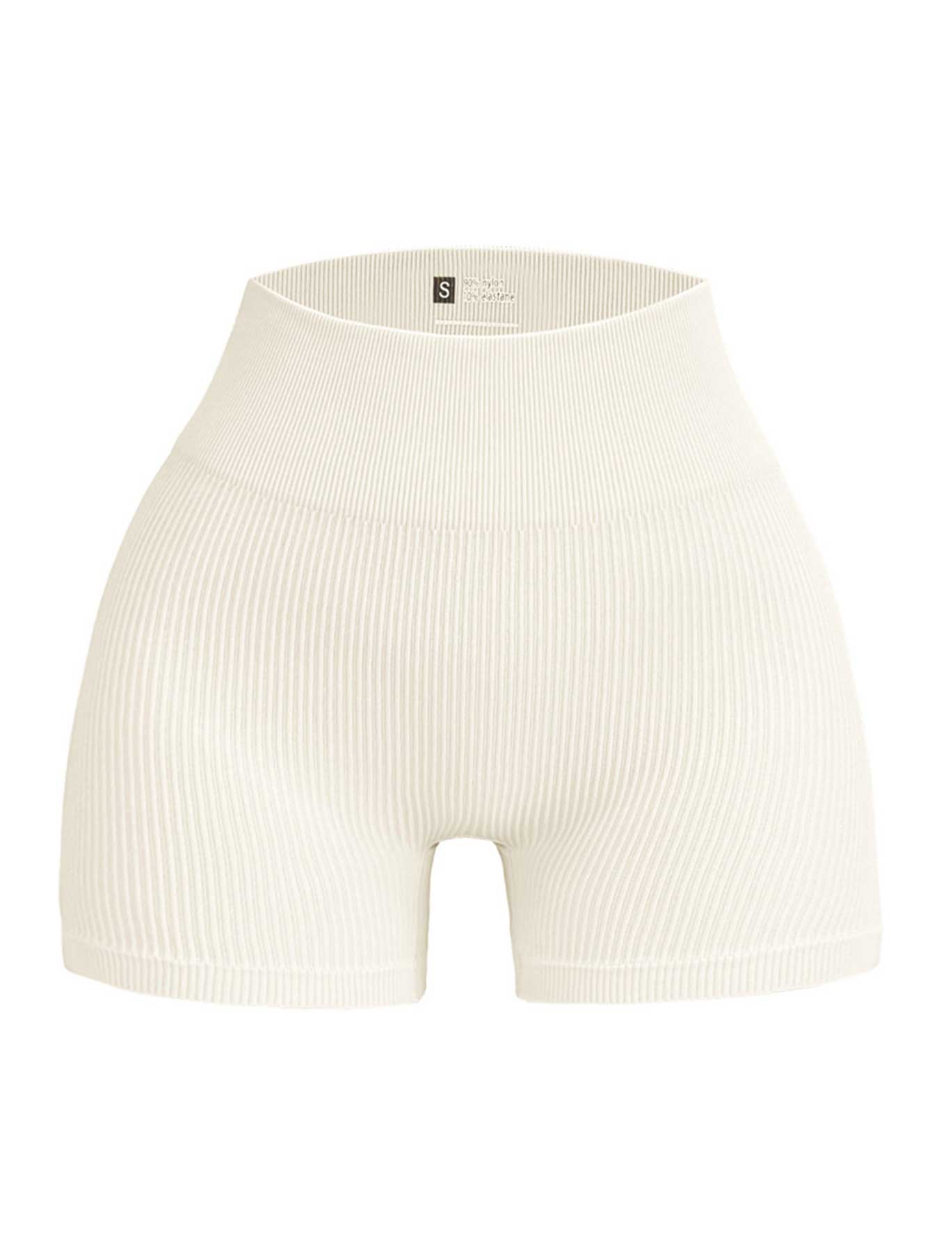 Women's Solid Color High Waist Ribbed Sports Shorts, High Stretch Comfortable Breathable Quick Drying Skinny Shorts for Yoga Gym Workout Running, Gym Exercise Activewear