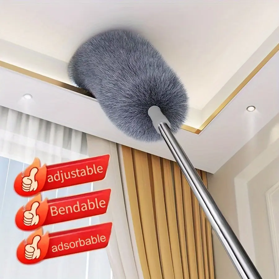 Extra Long Telescopic Duster Set, Extendable Duster, Dusters for Cleaning, Microfiber Dusting Brush for High Ceilings, Reusable Lightweight Cleaning Tool for Curtains and Ceiling Fans