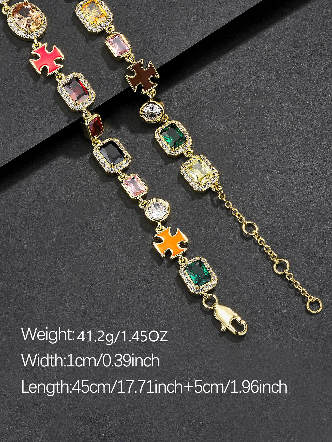 Colorful Faux Crystal Zirconia Necklace, Rhinestones Pendant Necklace, Zirconia Pendant, Light Luxury Holiday Gift for Others, Jewelry Accessories for Women & Girls