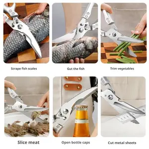 Heavy Duty Stainless Steel Kitchen Shears With Safety Lock For Chicken Bone Turkey Fish