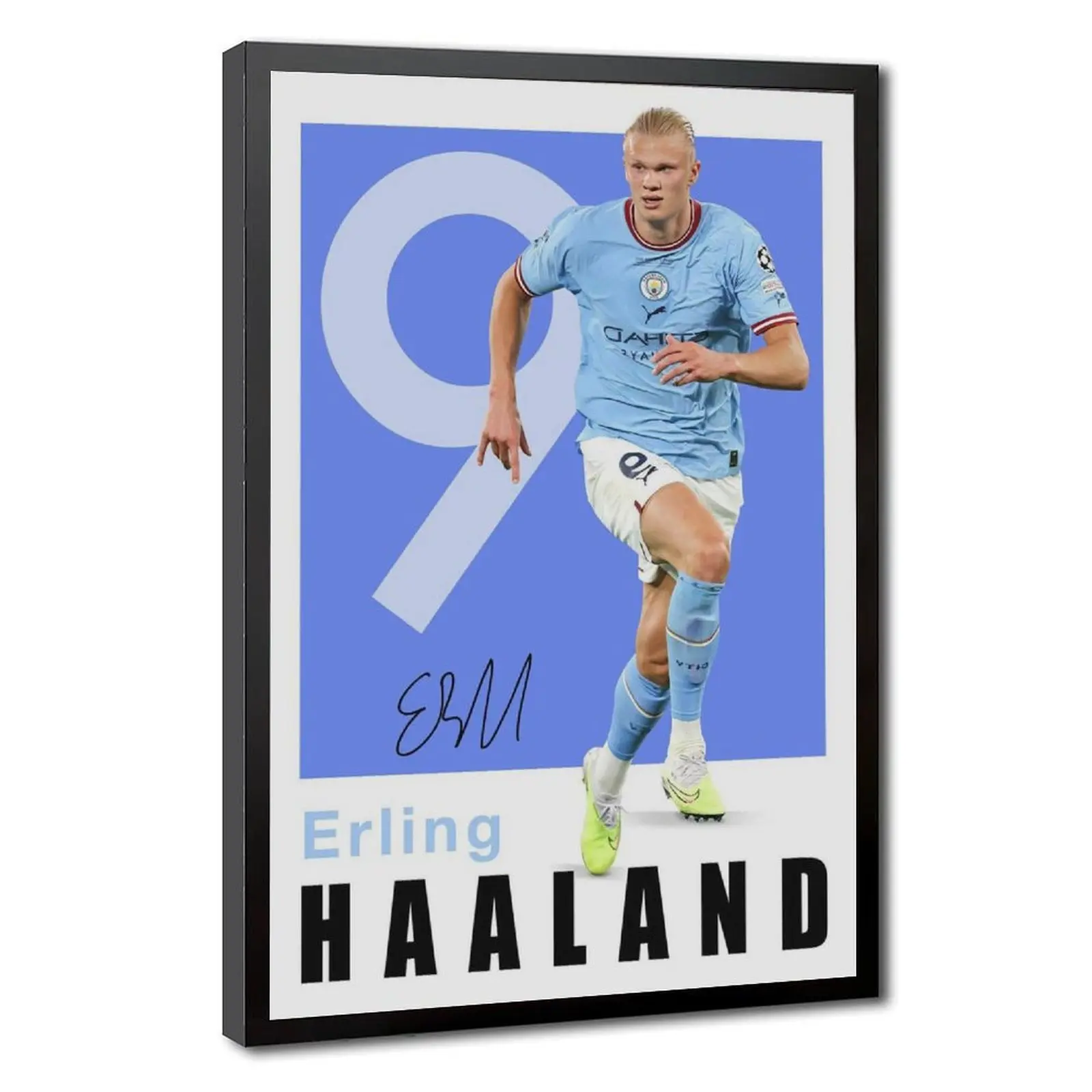 Haaland Norwegian Soccer Player Canvas Wall Art Posters - Framed Minimalist Hanging Artwork, Home Office Decoration Gift For Fans