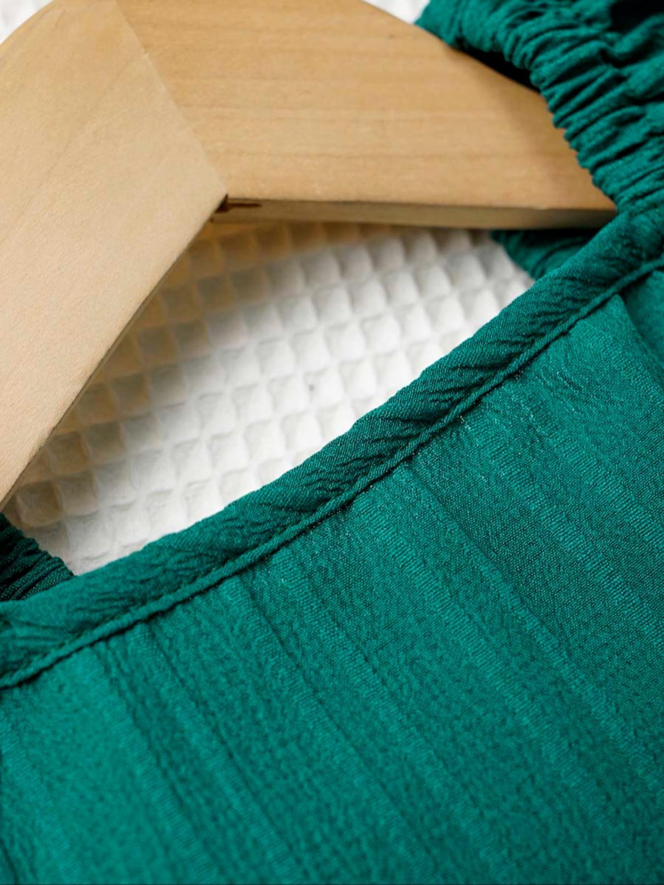 Two-Piece Set Toddler Girl's Solid Ruffle Trim Top & Wide Leg Pants Set, Casual Elegant Square Neck Top & Trousers for Daily Outdoor Wear, Kids Clothes for Summer, Fashion Style Sets