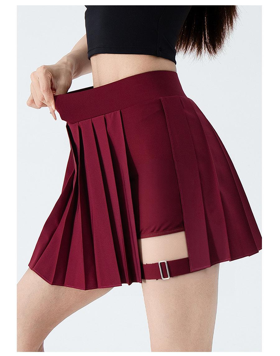 Breezeful High Waisted Pleated 2-in-1 Side & Pocket Asymmetric Hem Quick Dry Mini Dance Skirt Anti glare women's yoga clothes pleated skirt sports short skirt suitable for outdoor running tennis skirt,Daily outfit-02