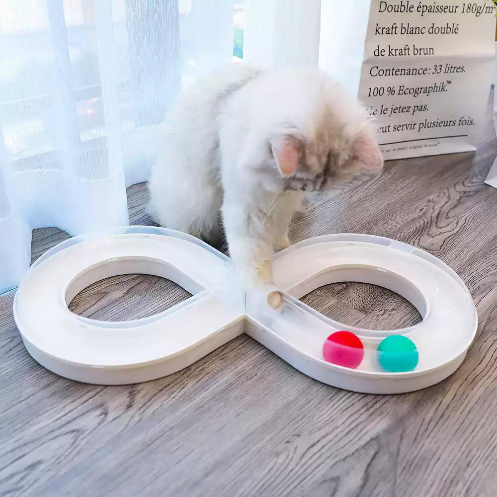 Multi-Function Cat Activity Center - Interactive Carousel Toy with Moving Balls and Teaser Attachments for Energy Release and Behavioral Enrichment
