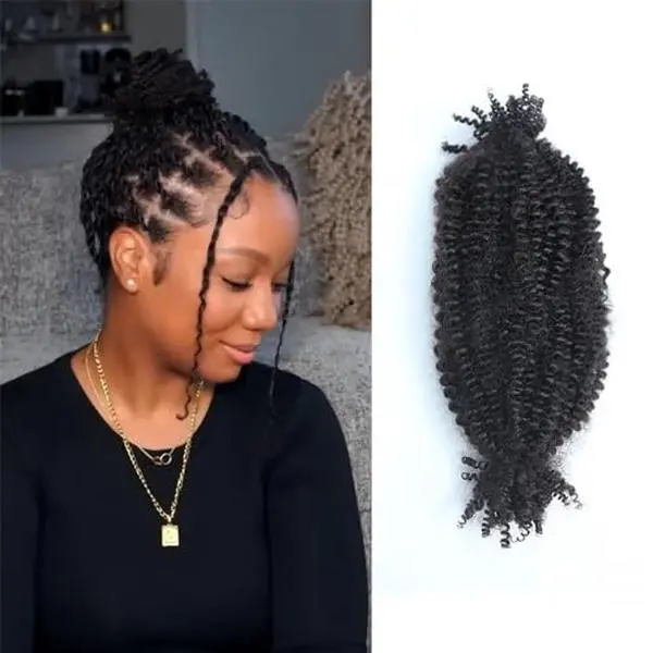 LuxMay Hair Human Hair Spring Twist Hair Extensions 100% Human Hair Springy Afro Twist Hair Extensions Natural Color