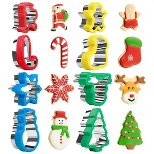 Christmas Cookie Cutters 8-Pc, Holiday Biscuit Cutters with Comfort Grip, Baking Cutter Molds, Holiday Decorative Party Supplies (Christmas-8Pcs)