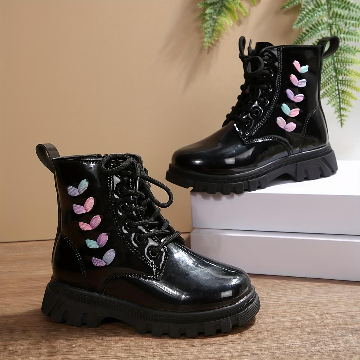 Girls' Casual Fashion Mid-Calf Boots with Lace-Up & Side Zipper Closure - Durable Faux Cover, Round Toe, TPR Sole - Perfect Fall/Winter Outdoor Activities, Casual Wear Boots |                   Playful Design |                   Durable Boots1011