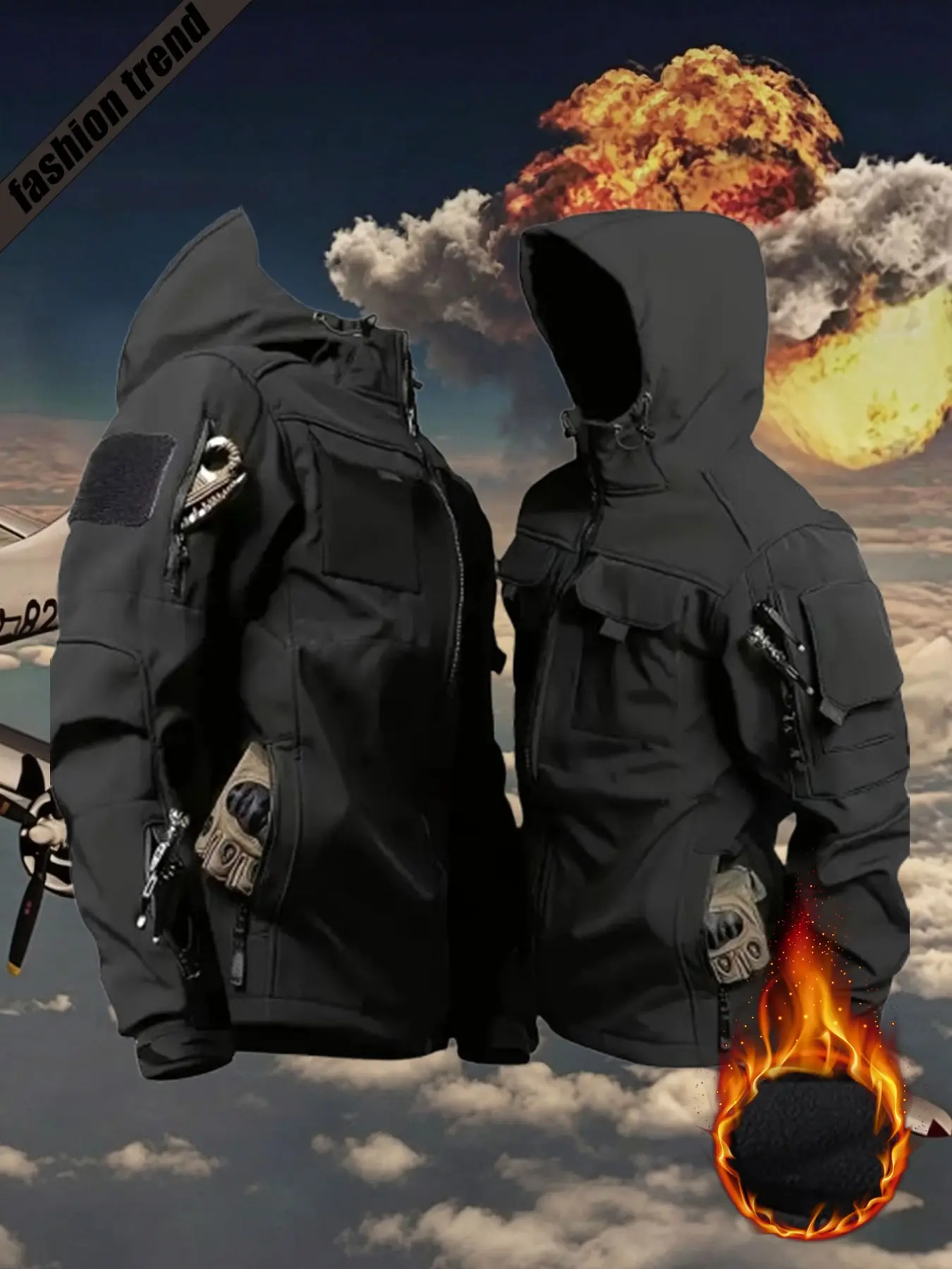 American Tactical Three-Function Jacket, Men's Soft Shell Coat, Windproof Warm Fleece Lining, High-Quality Outdoor Gear