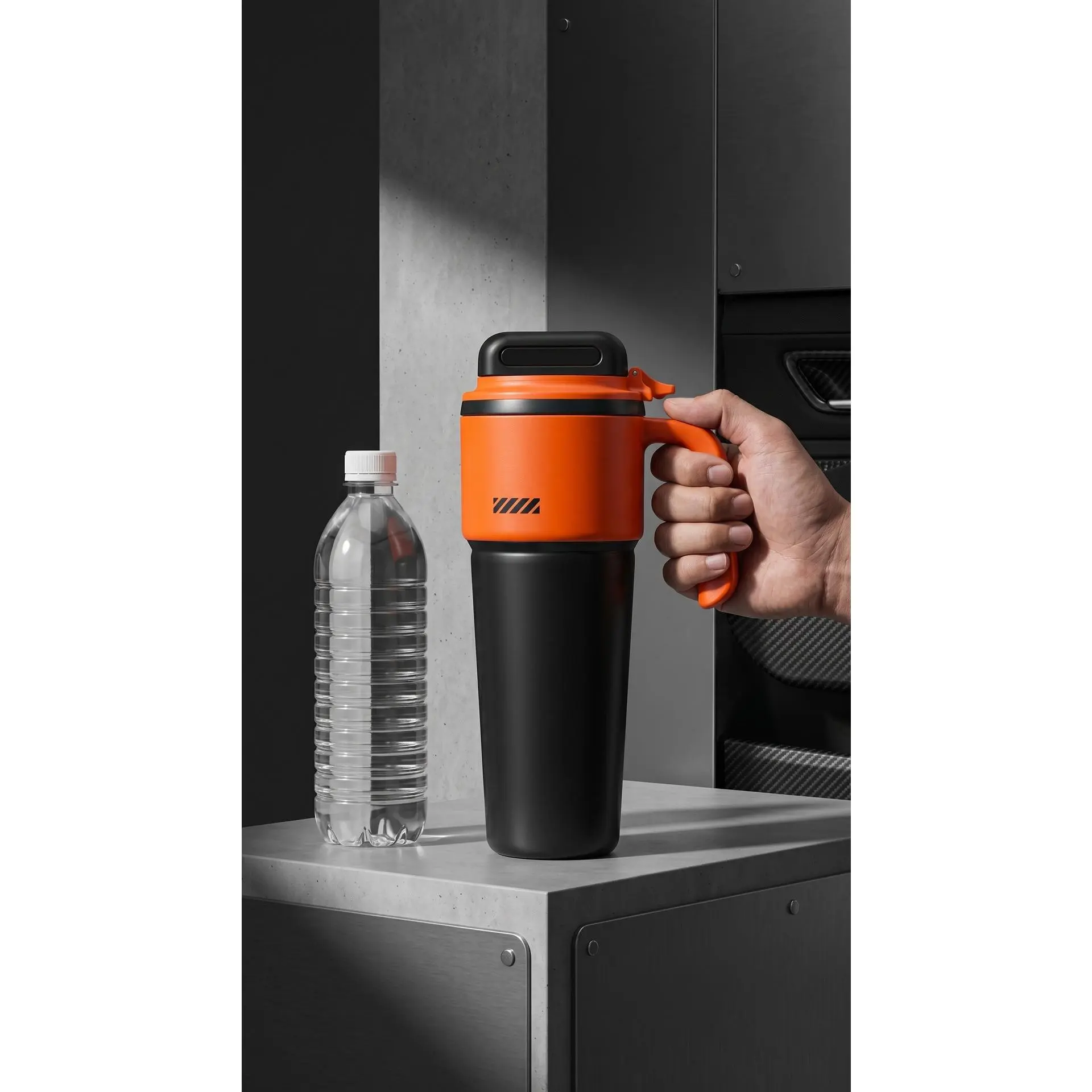 Summer Special Portable Insulated Tumbler - 304 Stainless Steel Vacuum Flask, Cyber Mech Black 100, Large Capacity Water Bottle with Straw, Car Cup, Stainless Steel Inner Liner (for Family, Gift Selection), Cyber Mech Black Stainless Steel Inner Liner 100