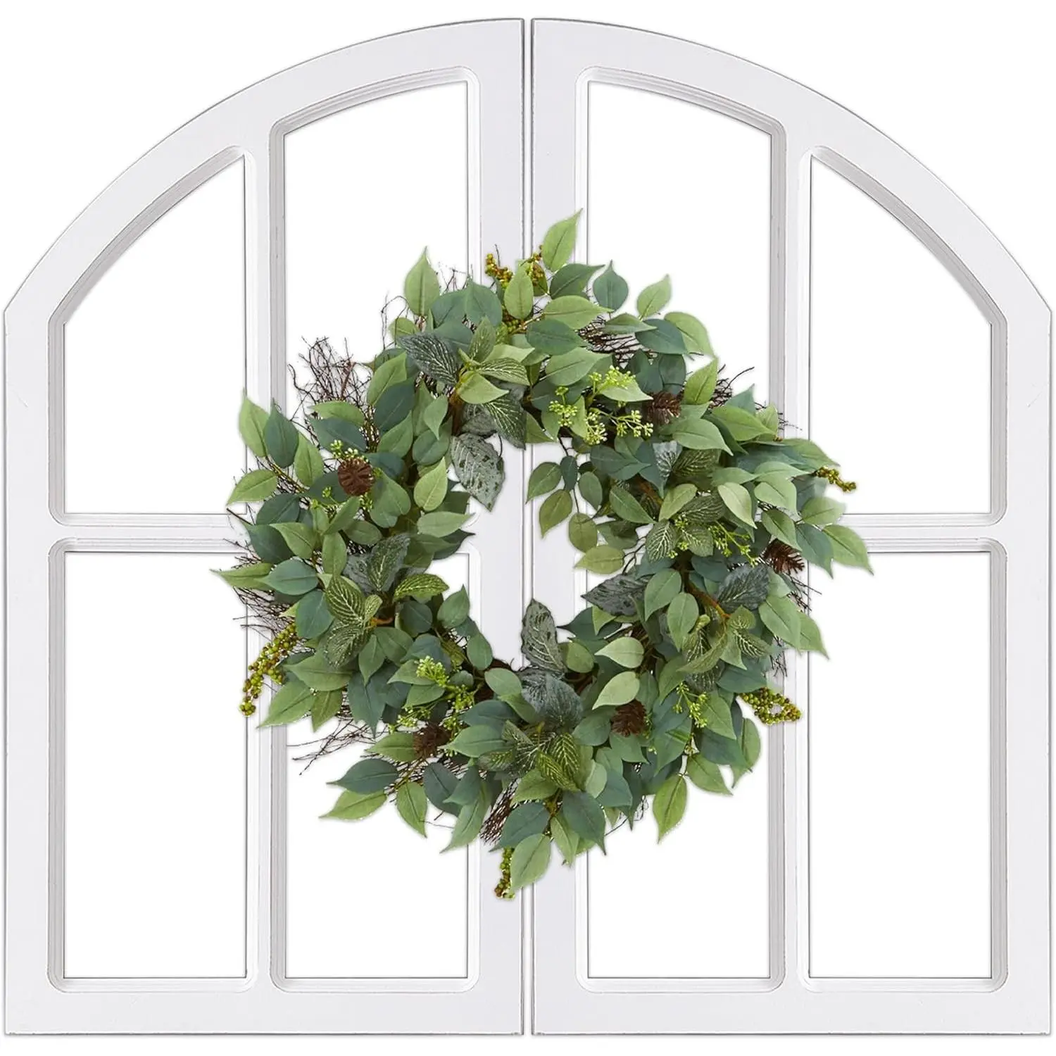 Rustic White Arch Window Frame Wall Decor Living Room 30 Inch Tall