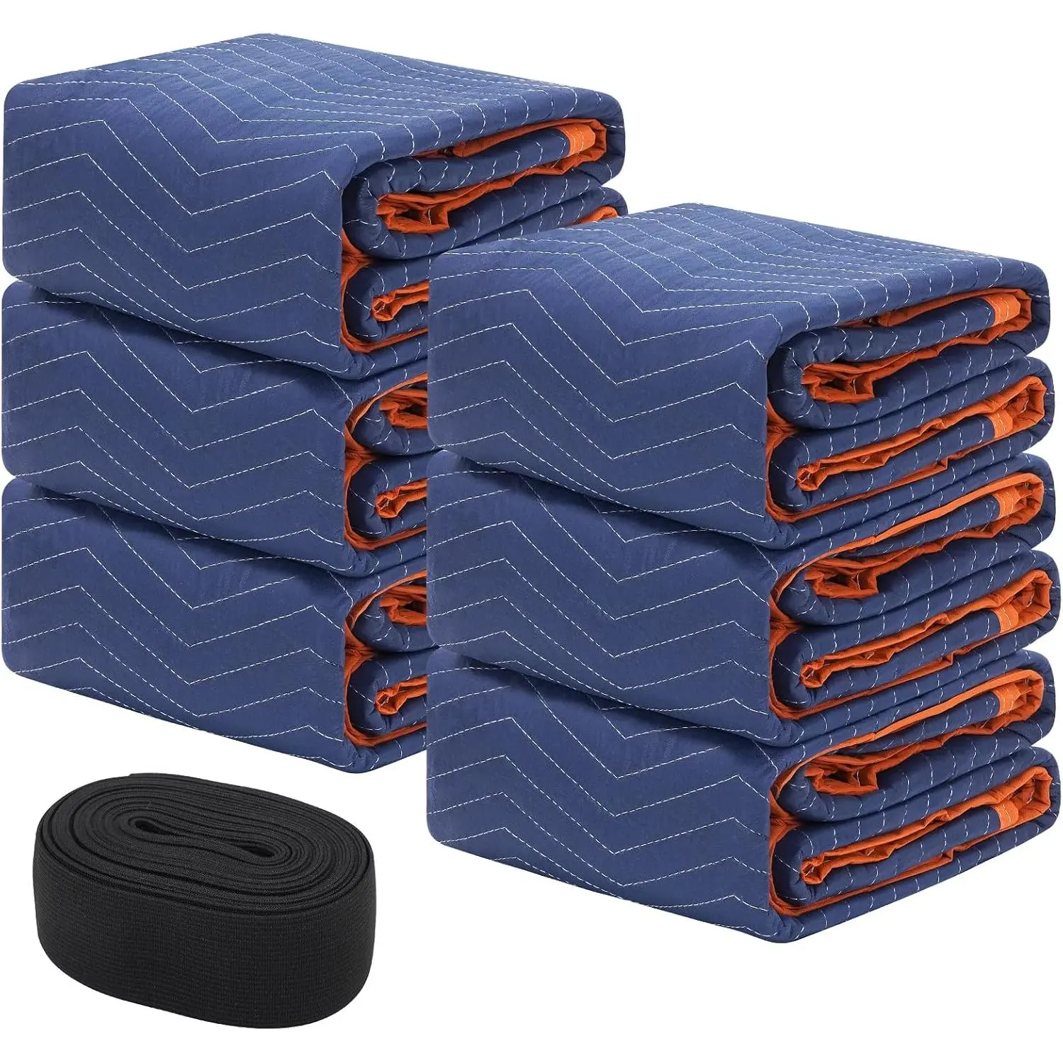 6 Pack Moving Packing Blankets- 72x80 in (26.4lb/dz), Blue | Heavy Duty Moving Pads for Furniture Protection Professional Quilted Cargo Shipping Furniture Blankets for Packing