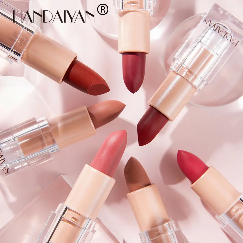 12 Colors Long-Lasting Nude and Dusty Rose Pink Small Ice Cube Matte Lipstick