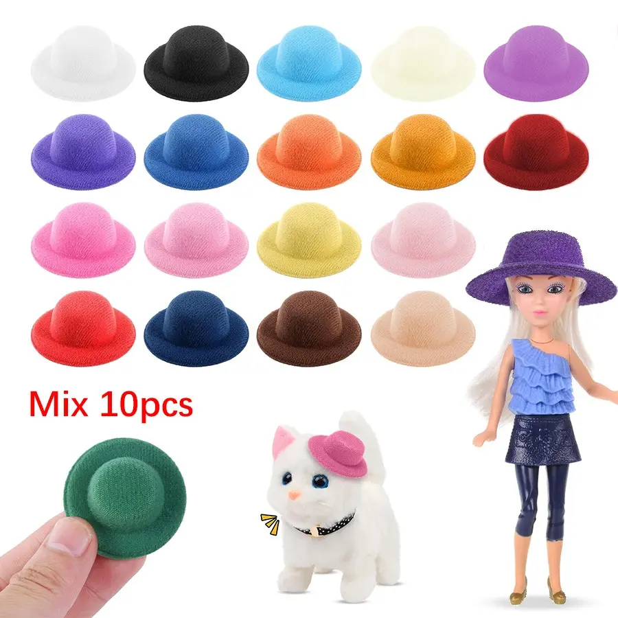 Mini Felt Hats 10pcs - Perfect for DIY Crafts, Jewelry Patterns, DIY Jewelry Crafting Accessories