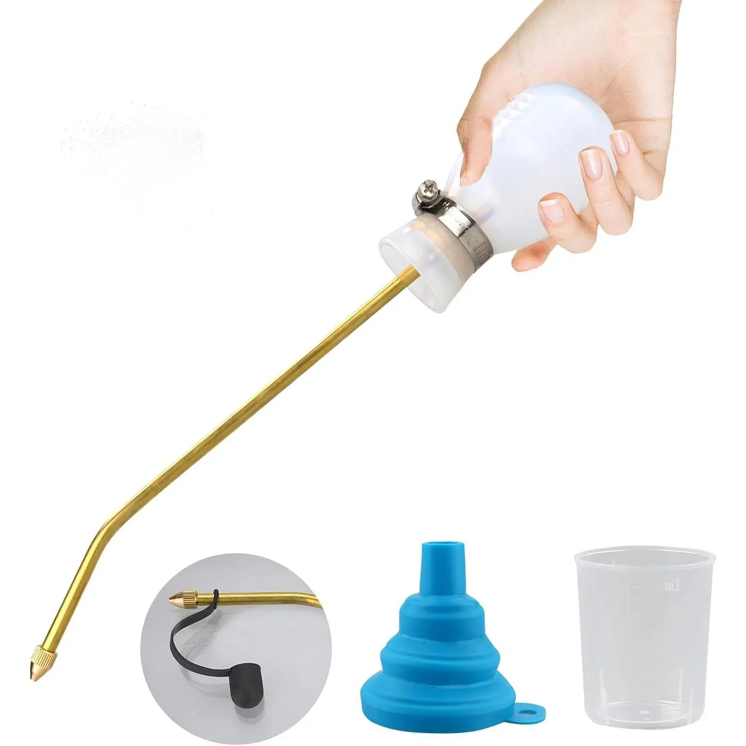 Handheld Powder Duster with Silicone Bulb & Long Copper Tube