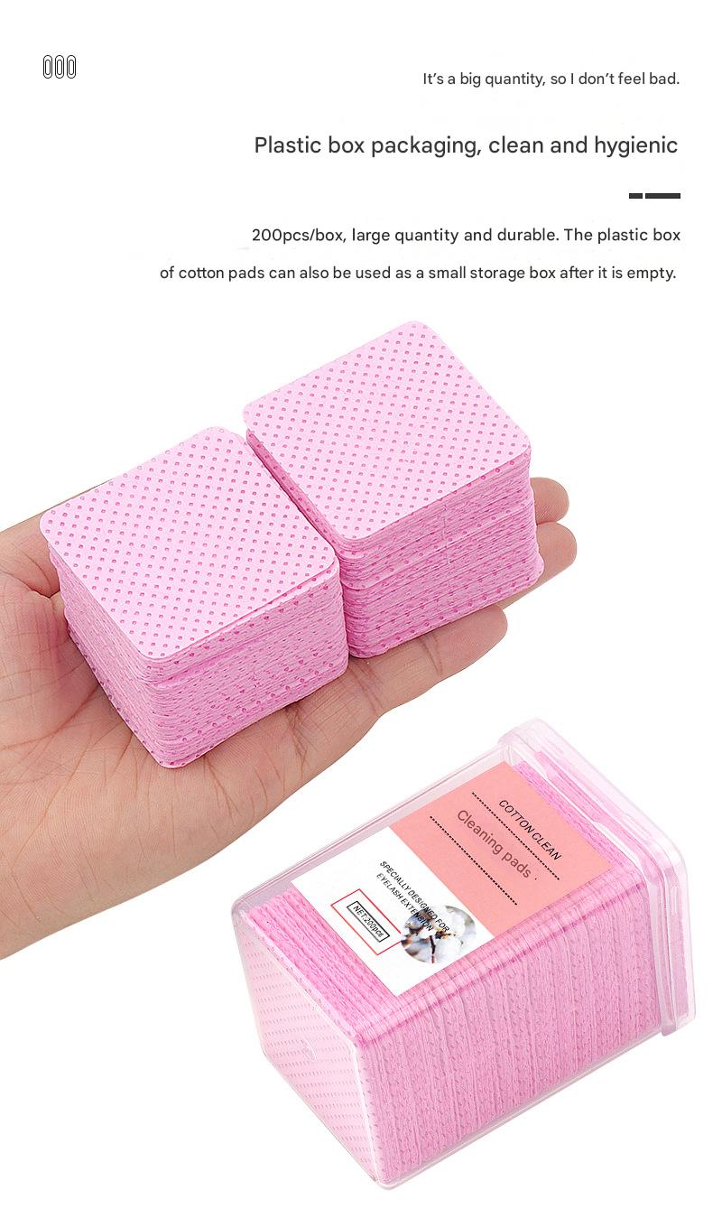 2 boxes 400pcs / Glue bottle mouth cleaning cotton pads, tweezer cleaning cotton pads,pink boxed glue wipes, non-woven fabric material, 200 pieces/box