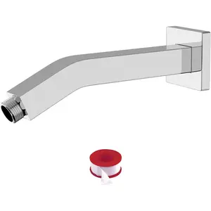 Wall Mounted Shower Arm, 6 Inch Shower Pipe with Flange, 1/2 NPT Square Shower Stem for Shower , Chrome