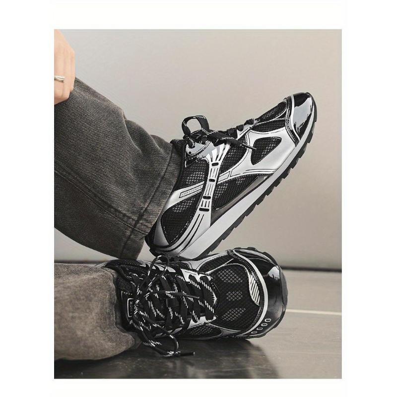 Retro Men's Casual Sneakers – Breathable Microfiber & PVC, Non-Slip Rubber Sole, Lace-Up Low Tops, All-Season Comfort for Walking & Daily Wear, Plus Size Options