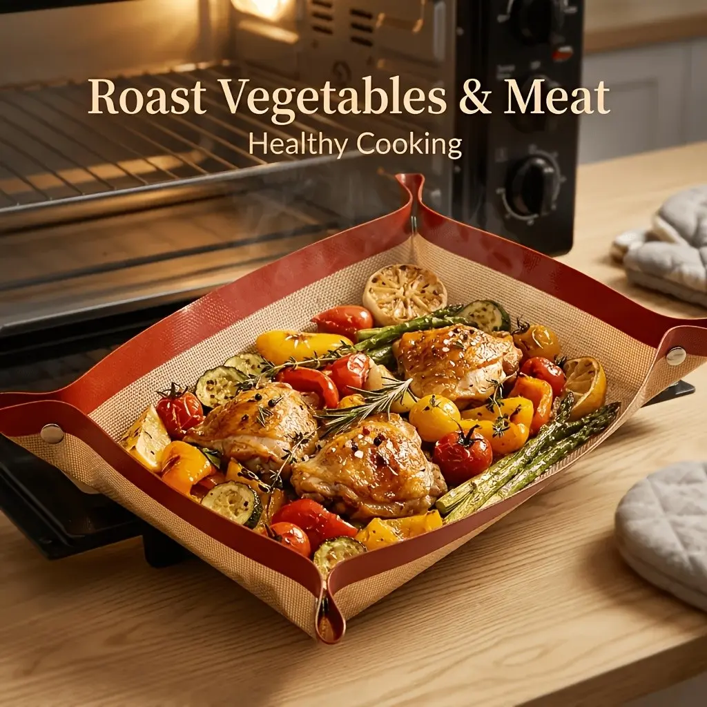 1 button-style, reusable, heat-resistant large baking mat, silicone baking and dough board liner - non-stick, easy to clean, extra-large food-safe baking sheet, Baking sheets non stick, perfect for bread, pastries, pizza - dishwasher safe