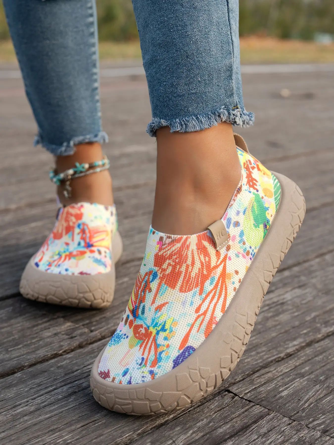 Women's New Knit Slip-On Sneakers, Breathable Round Toe Casual Shoes, Lightweight Comfortable Walking Shoes for All Seasons, Rubber Slip Ons, Slip On Footwear