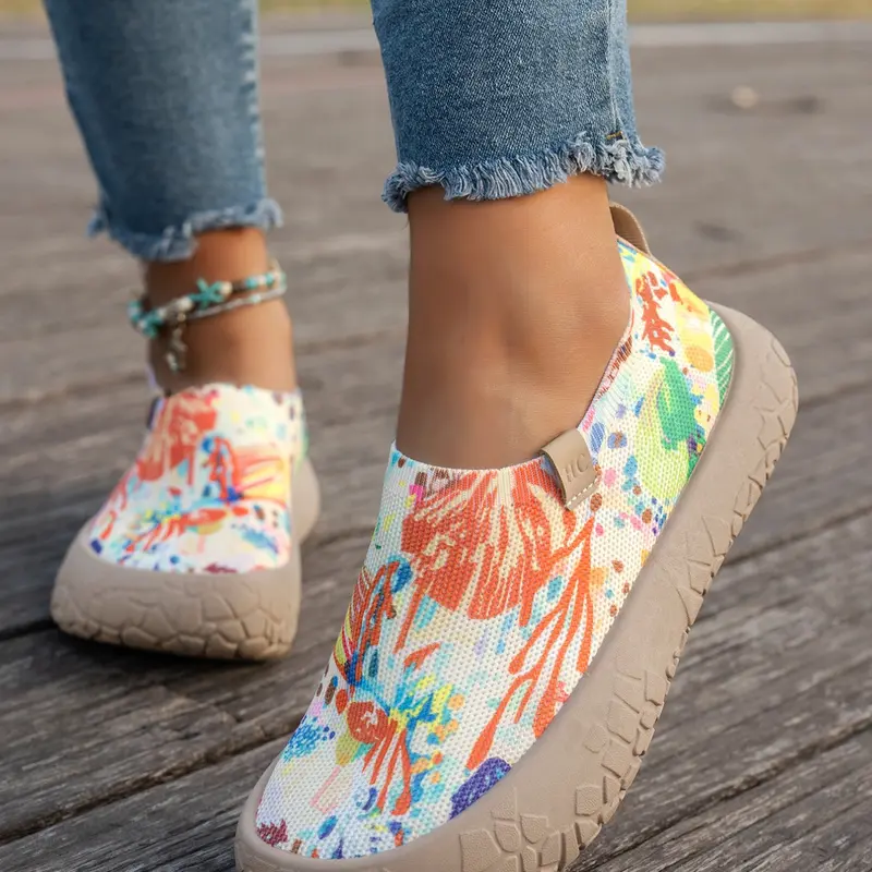 Women's New Knit Slip-On Sneakers, Breathable Round Toe Casual Shoes, Lightweight Comfortable Walking Shoes for All Seasons, Rubber Slip Ons, Slip On Footwear