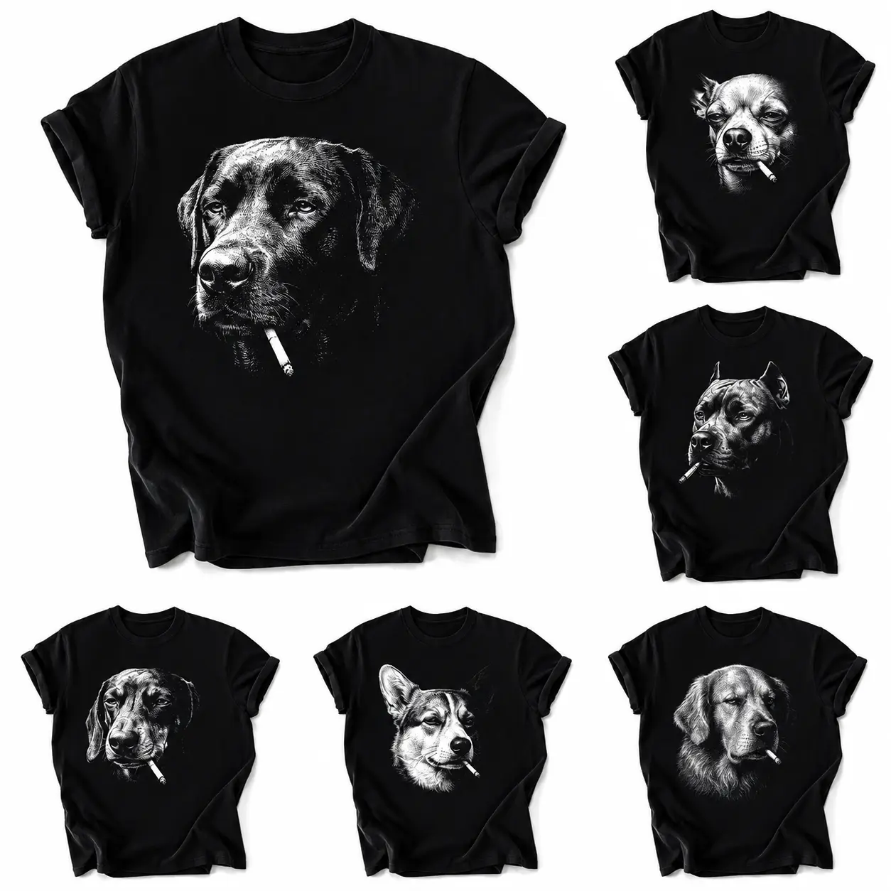 Unisex Vintage Dog Portrait Graphic Sports Top, Retro Canine Multi-Breed Pet Lover Apparel, Funny Puppy Art Casual Gift for Dog Parents, Trendy Sports & Outdoor Clothing