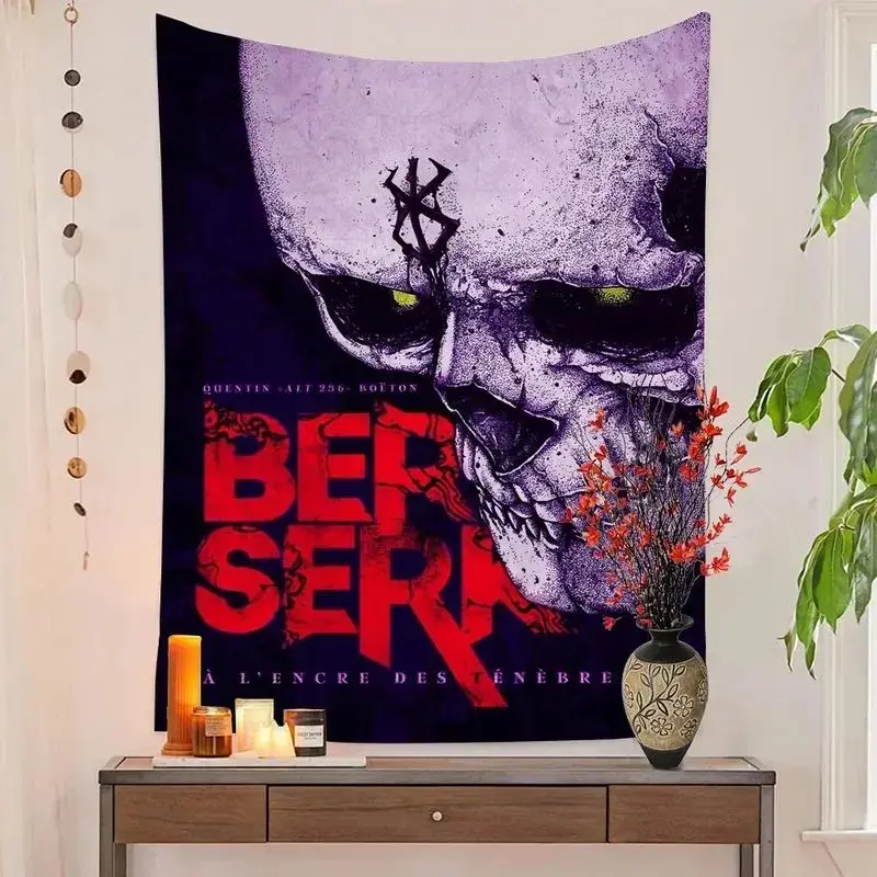 Berserk Japanese Anime Printed Large Durable Decorative Tapestry, Home Supplies for Indoors Room Decorations, Art Decoration Wall Accent
