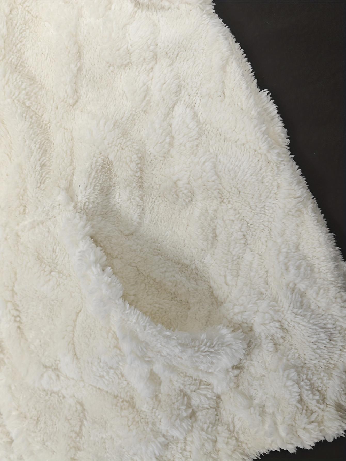 Men's hooded thick lambskin warm jacket Large loose casual fleece hooded cardigan American style trendy diamond grid embossed thick coral fleece jacket