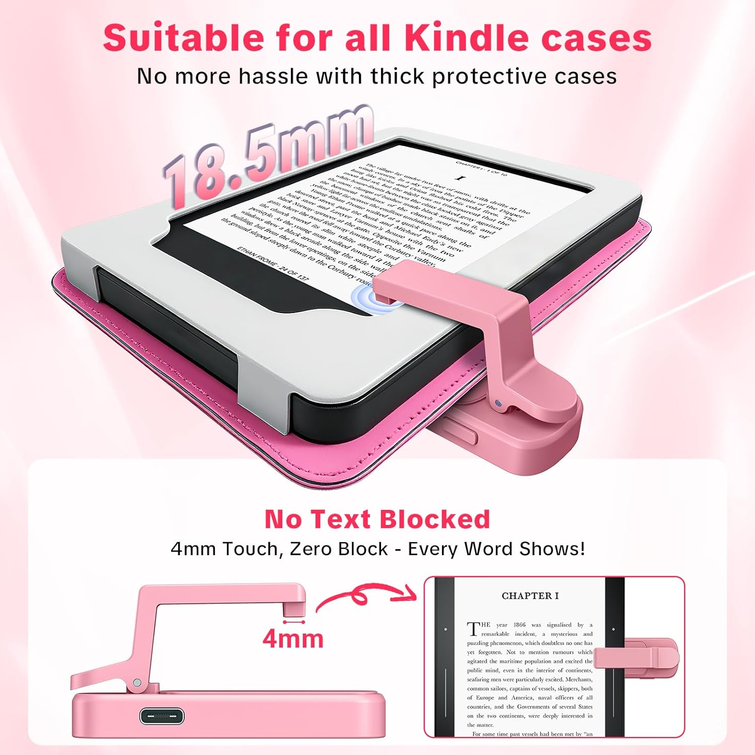 Remote Page Turner Ring for Kindle Paperwhite Oasis Scribe Kobo,Designed for Thick Cases Clicker Page Turner Camera Remote for  iPad Android Tablets Reading Novels Comics with Storage Bag-