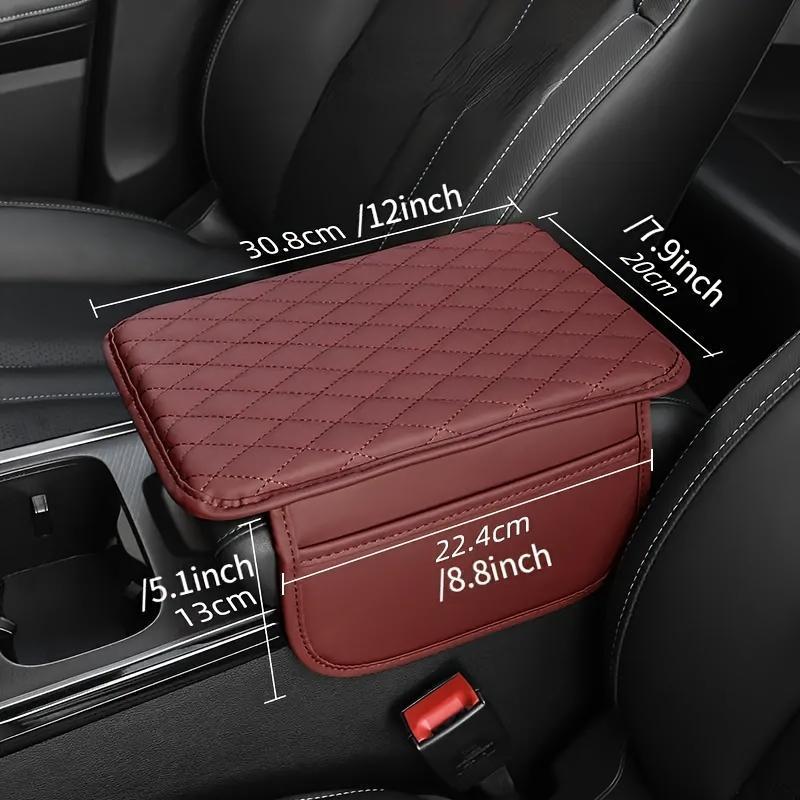 1pc Car Armrest Cushion Pad, Universal Fit, Center Console Extender with Storage, PU Leather Quilted, Enhanced Comfort, Vehicle Interior Accessory