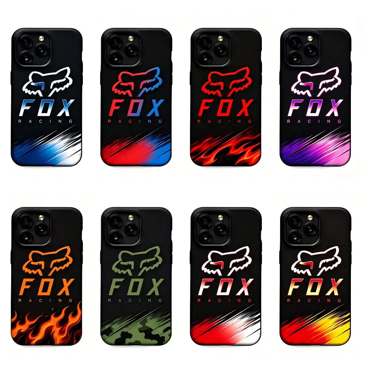 FOX Racing Durable Aesthetic Phone Case - Neon Motorcycle Design, Motocross Speed Graphic, Black Background - Protective Mobile Accessories for iPhone 11-17 Pro Max/Plus & Samsung Galaxy S23-S25 Series Devices, Protection, Cover