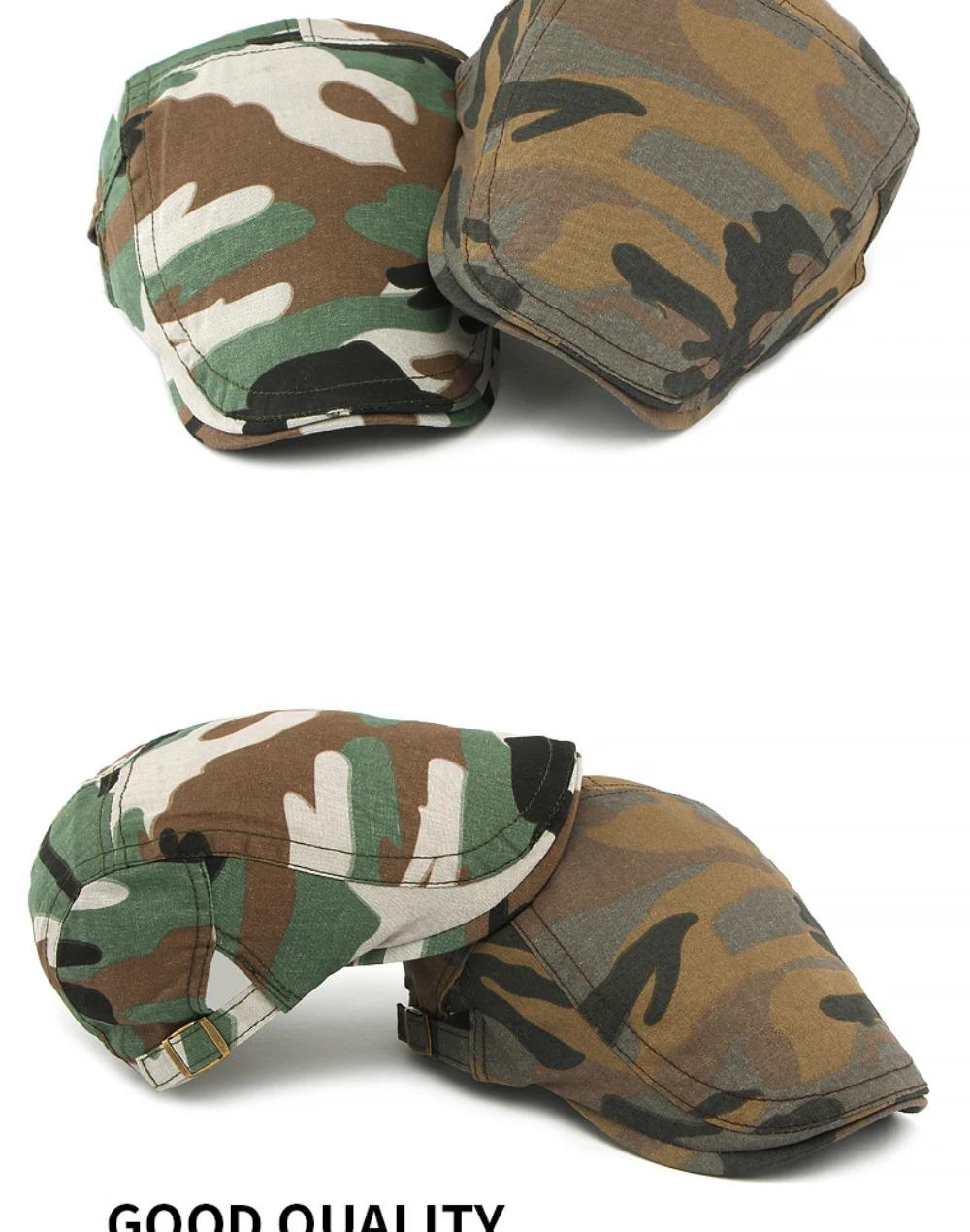 HT4837 Mens Berets Women Spring Summer Sun Cap Artist Painter Beret Hat Male Female Adjustable Ivy Flat Cap Camouflage Beret Cap