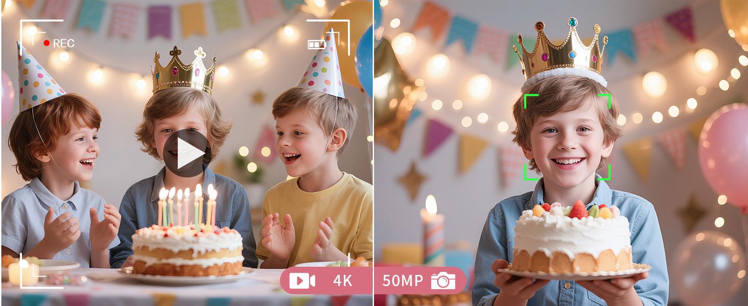 Digital Camera 4K for: 50MP Pink Camera for Photography -16X Zoom Anti-Shake, Date Stamp- Christmas Birthday Gifts for Girls- Compact Camera for 6 7 8 9 10 Year & Up Old Boy Girls