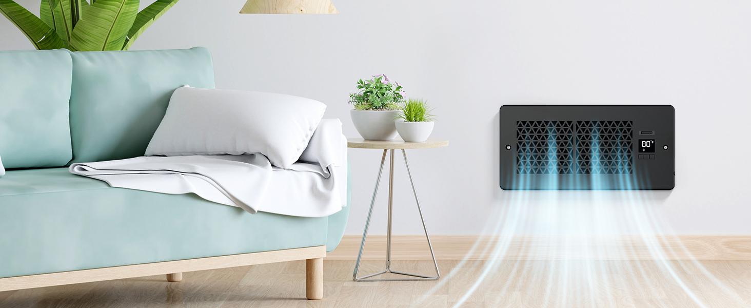 1/2-Pack Register Booster Fan for 4" x 10" Register Holes with Remote Control and Thermostat, 10-Speeds AC Vent Booster - Improves Heating&Cooling Airflow, Quiet Air Duct Fan for Wall