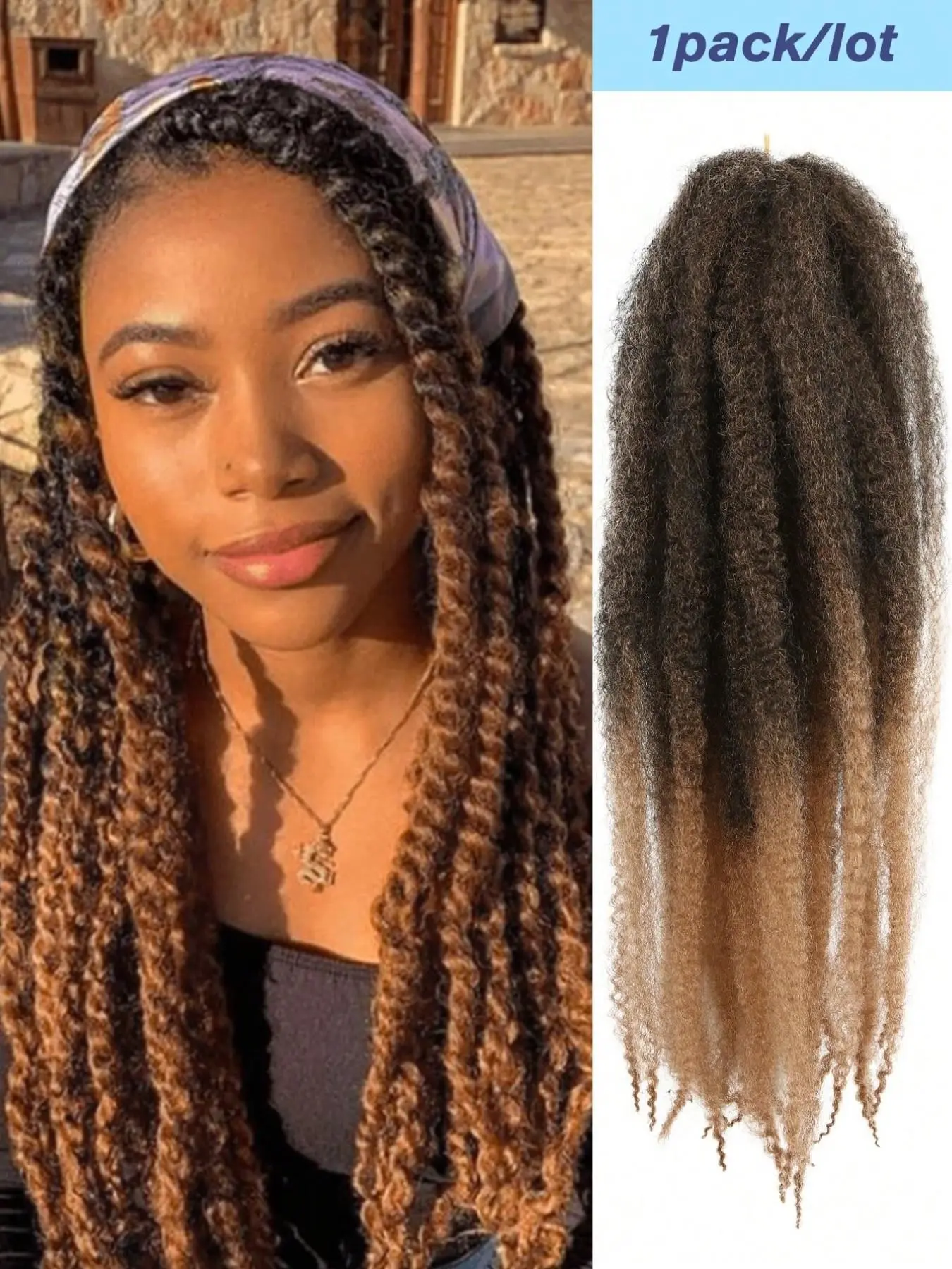 24-Inch Marley Twist Crochet Braiding Hair, Soft Long African Curly Twist Hair Extensions, Synthetic Braids in Black Brown Burgundy Curly Braided Hair for Women Used Daily Party Cosplay Halloween Christmas And New Year Gifts
