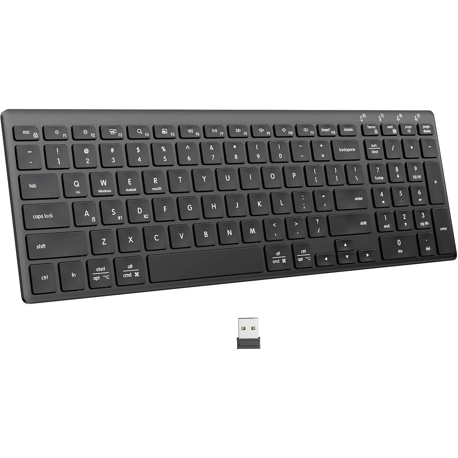 Ultra Slim  Keyboard with Multi-Device Compatibility, Number Pad,  Design, PC  Compact Keyboard for Windows, , Laptop, Android