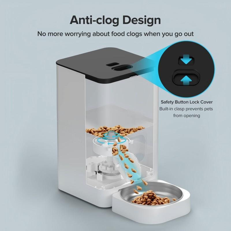 4L Automatic Cat Feeder, Programmable Pet Feeder, Dry Food Dispenser with Timer, Portion Size Control 4 Meals Per Day, Pet Feeding Supplies