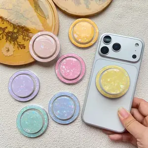 Reusable MagSafe Magnetic Airbag Phone Holder - Aesthetic Seashell Pattern Foldable Cellphone Stand with Strong Grip, Instagram-Worthy Fashion Accessory for Daily Use