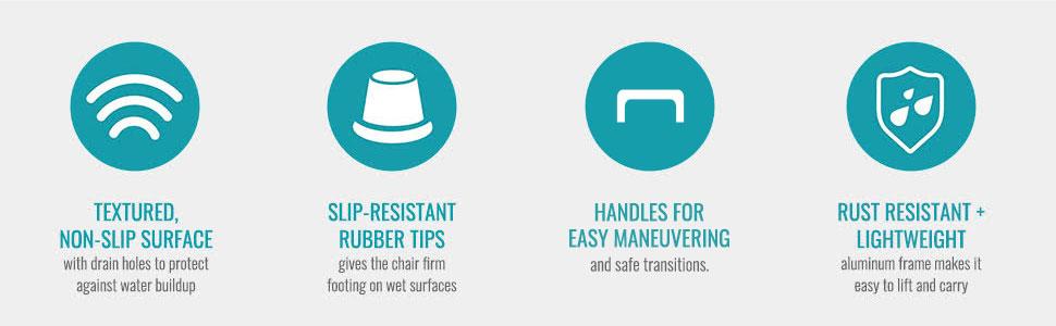 DMI Shower Chair Bath Seat for Tub or Shower Bench for Inside Shower, Made of Non Slip Aluminum with Seat, No Needed,, Holds Weight up to 300 Pounds, Bath Bench, White